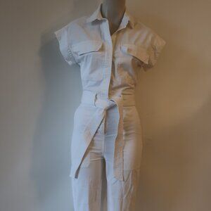 Womens Unsubscribed Kind Conscious Free Spirited White Belted Jumpsuit XXS